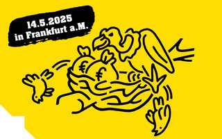 Eine Grafik eines Geiers, der Küken aus dem Nest kickt. 