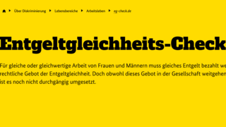 Screenshot der Website des Entgeltgleichheitscheck